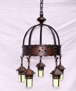 Rare Stickley era Onondaga 5 light chandelier